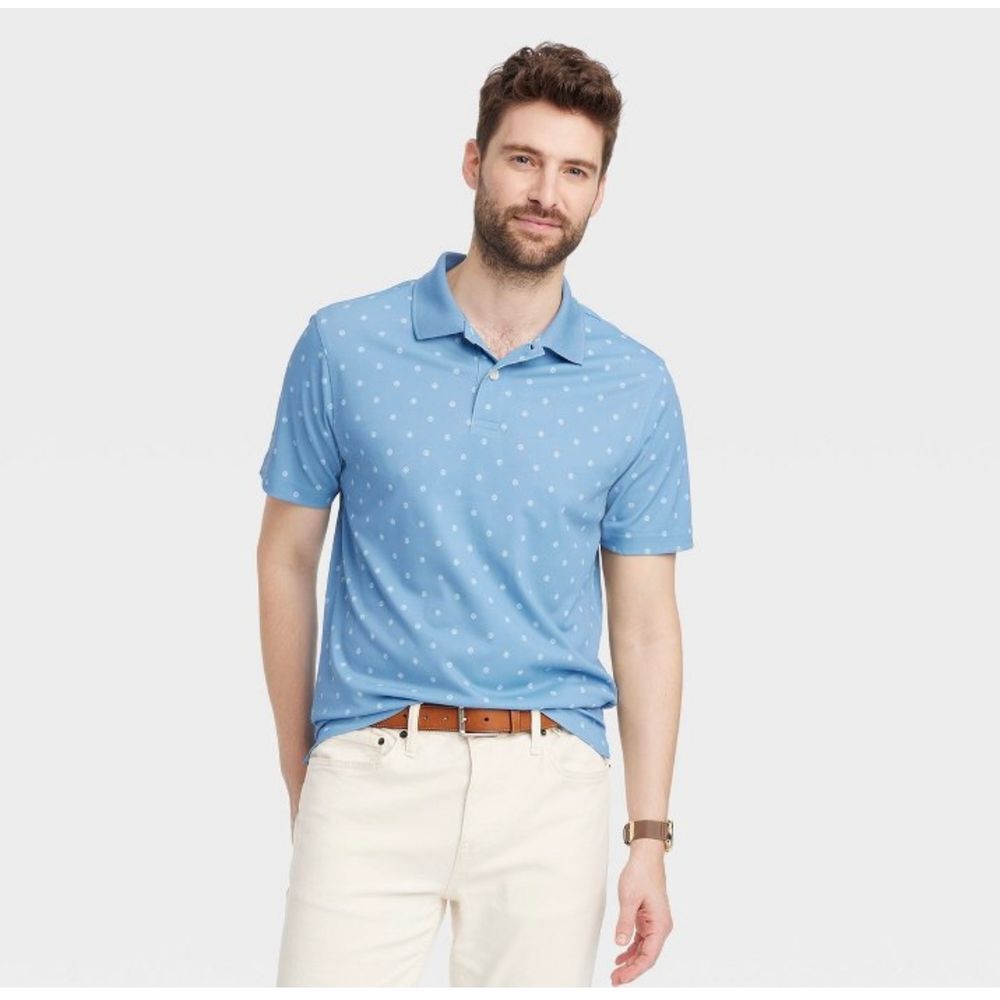 Goodfellow Men's Performance Blue Polo, Size M
